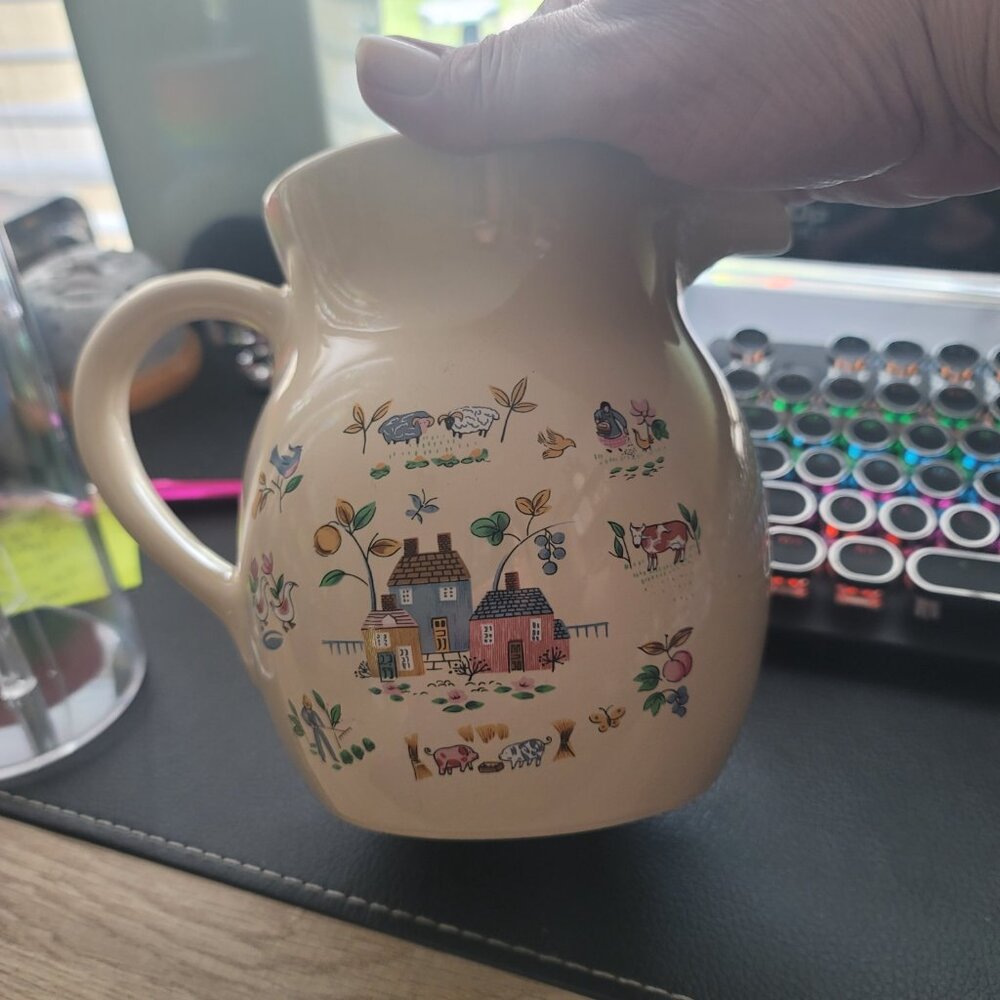 80s ** RARE ** Vintage International HEARTLAND China Stoneware Beverage Pitcher - Picture 4 of 5